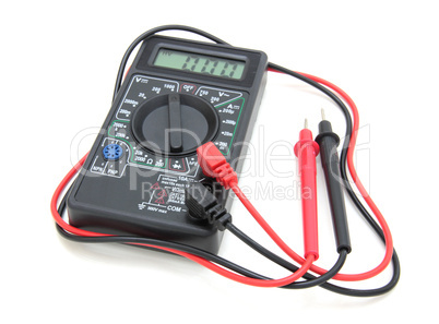 Digital multimeter on white background