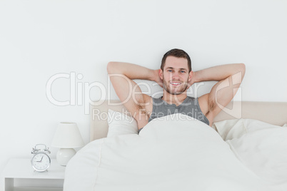 Happy man waking up