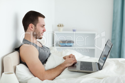 Quiet man using a laptop