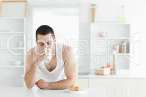 Serene man having breakfast