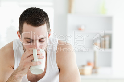 Close up of a man having coffee