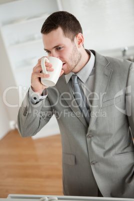 Portrait of a businessman drinking coffee