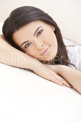 Beautiful Latina Hispanic Woman Resting on Her Hands