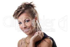 Young blond woman smile close-up portrait