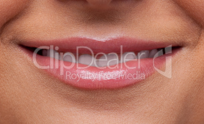 Beauty woman lips smile close-up