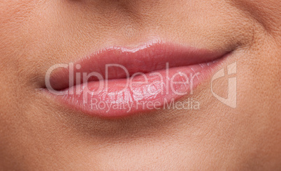 Beauty woman lips smile contempt close-up
