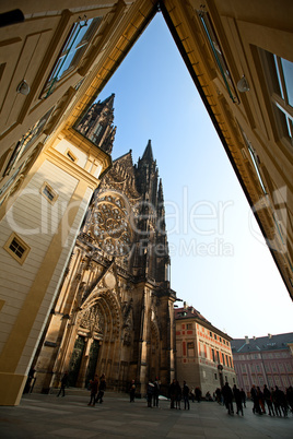 view on cathedral from corner of building