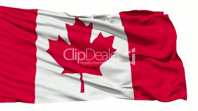 Realistic 3d seamless looping Canada flag waving in the wind.