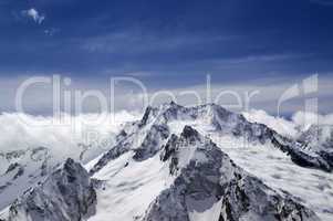 High mountains in cloud