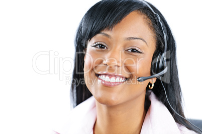 Customer service and support representative with headset