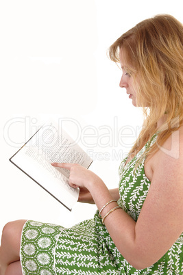 Girl reading book.