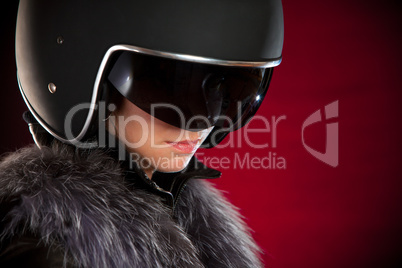 Biker girl in a helmet