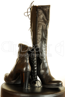 Black leather boots