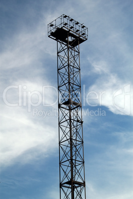 Industrial high-altitude platform on blue sky background