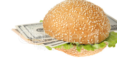 Hamburger with money