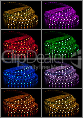 Collage of glowing LED garland