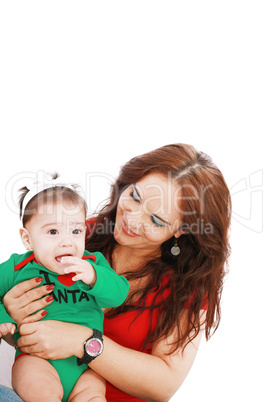 Mother and daughter on first christmas together