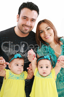 Young family with twin girls