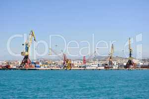 Cranes, loading equipment, port of Heraklion.