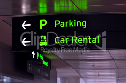 Parking and car rental.