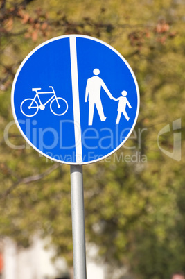 Pedestrian and bicycle crossing sign.
