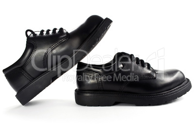 Black men's leather shoes.
