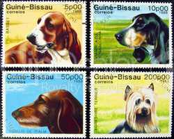 Collection of dog stamps.