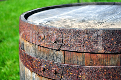 Old rusty barrel.