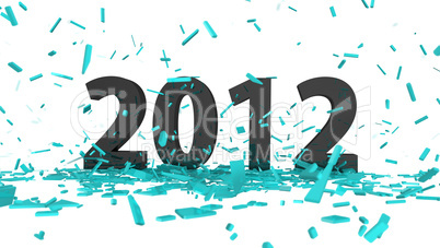 schwarzes datum 2012 mit auszug blau konfetti