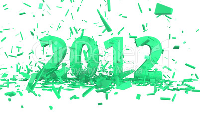 datum 2012 mit auszug konfetti in grün