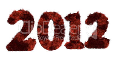 hairy lettering 2012 in stained red