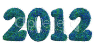 hairy lettering 2012 in blue green