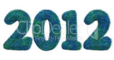 hairy lettering 2012 in blue green
