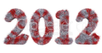 hairy lettering 2012 in stained white and red