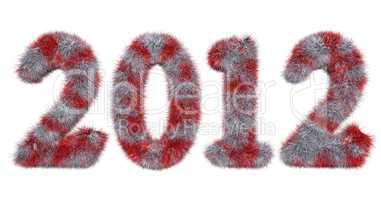 hairy lettering 2012 in stained white and red