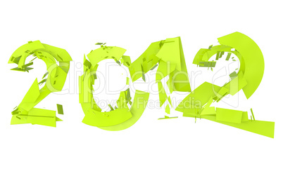 abstract splitted lettering 2012 in neon green