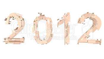 abstract splitted lettering 2012 in beige