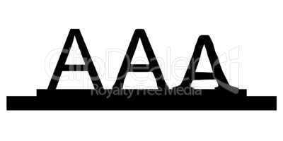 Silhouette schmelzender Buchstaben "AAA"