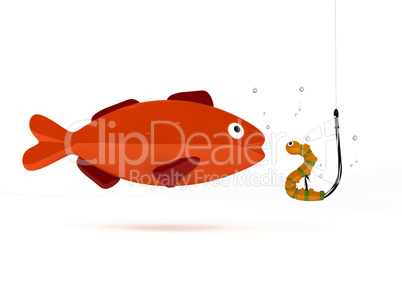 red fish and a little worm