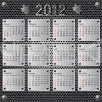 Stylish calendar with metallic  effect for 2012. Sundays first