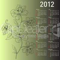 2012 vector calendar with flowers