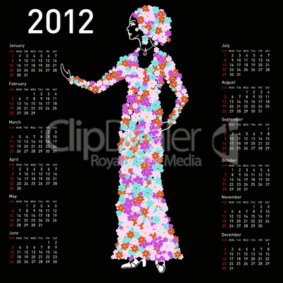 2012 calendar with woman spring