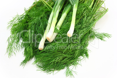 Fresh green dill and onion.