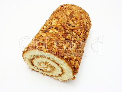 Fresh swiss roll with poppy on white