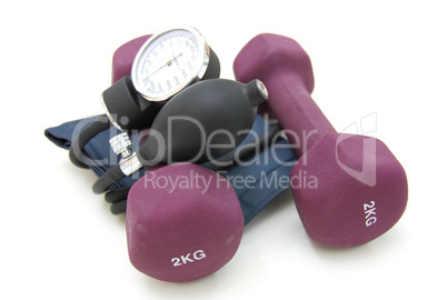 Stethoscope and dumbbell