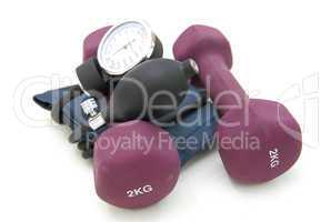 Stethoscope and dumbbell