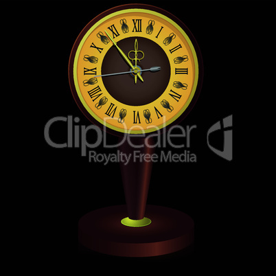 The vintage  clock shortly before midnight. vector.