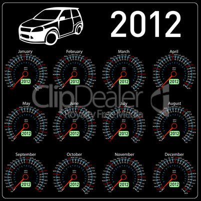 2012 year ñalendar speedometer car in vector.