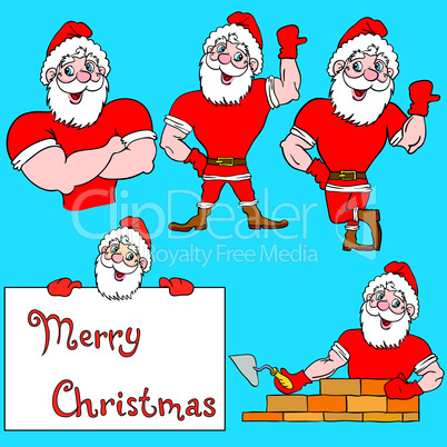 A set of pictures muscular Santa Claus