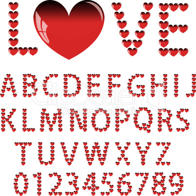 Love the alphabet with a heart  letters and numbers